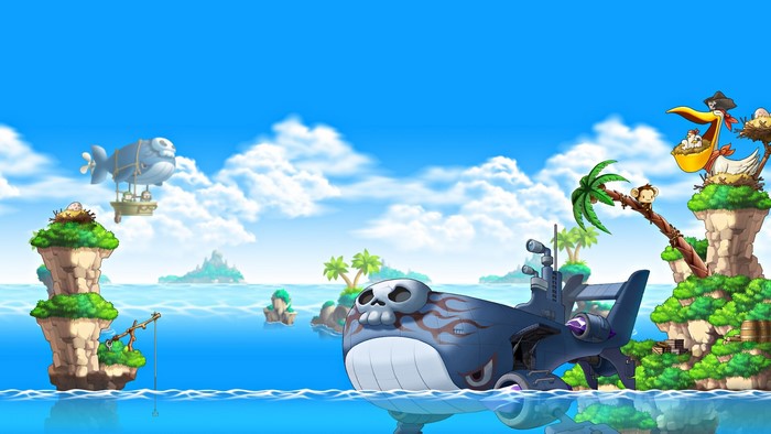 MapleStory: Whale Submarine and Island Scenery