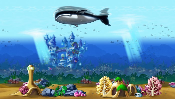 Whale and underwater castle in MapleStory