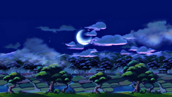 MapleStory night landscape with moon and clouds