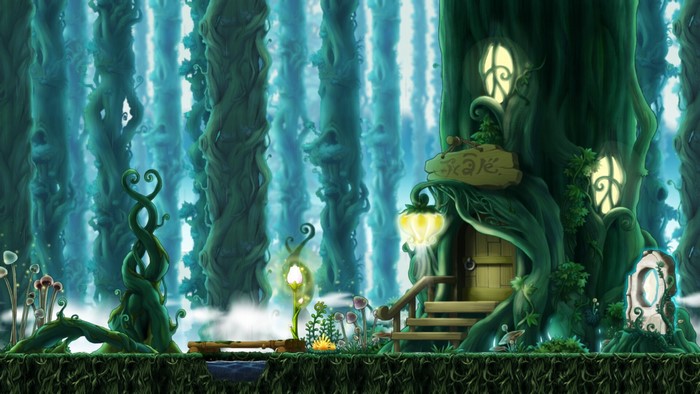 MapleStory video game art of a magical forest with a treehouse
