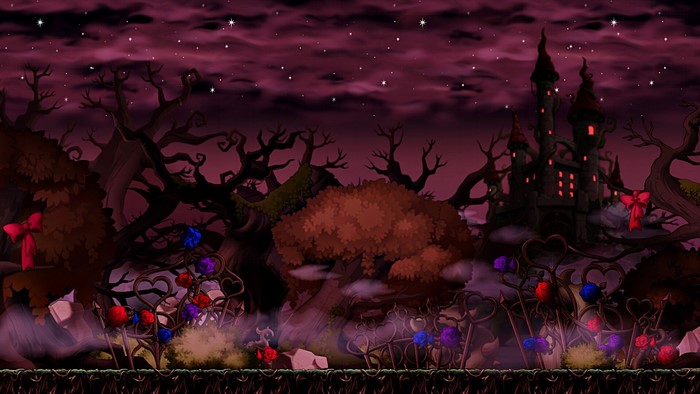MapleStory dark fantasy castle and forest landscape