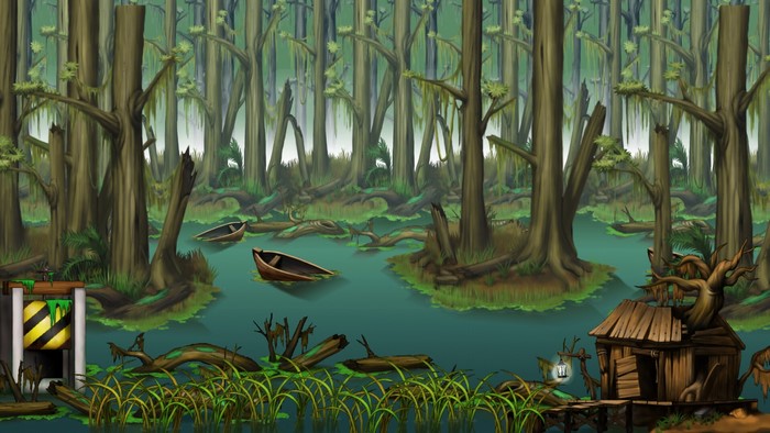 Swamp scene from MapleStory video game art