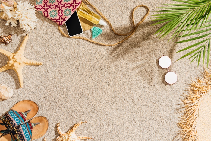 Artistic Summer Beach Vacation with Accessories
