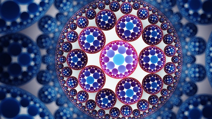 Blue and purple fractal circles