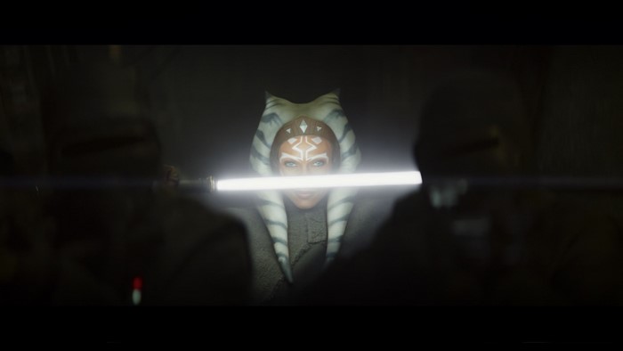Ahsoka Tano from Star Wars holding a lightsaber