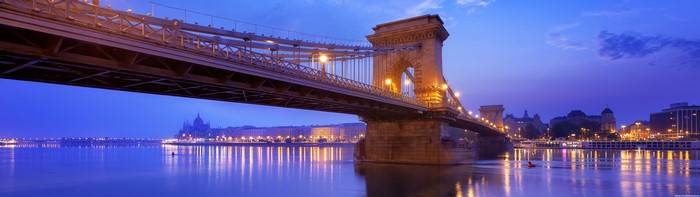 Ultrawide View of Chain Bridge in Budapest