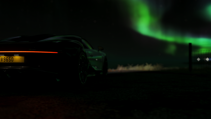 Bugatti Chiron in front of Aurora Borealis