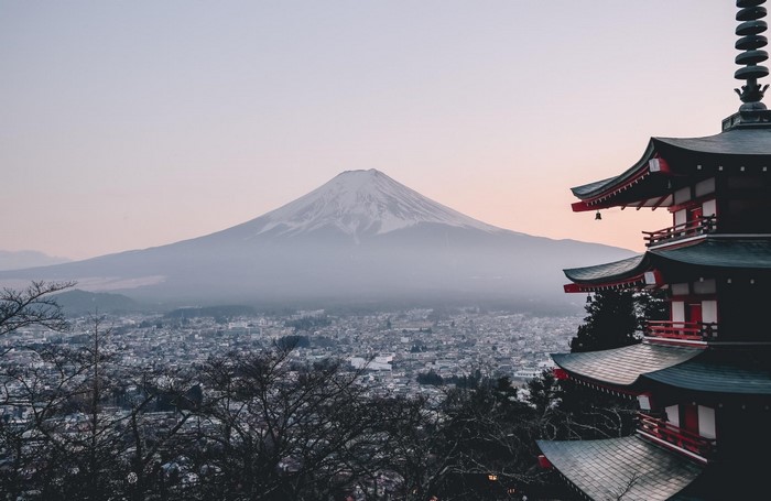 Mount Fuji and Pagoda in Japan