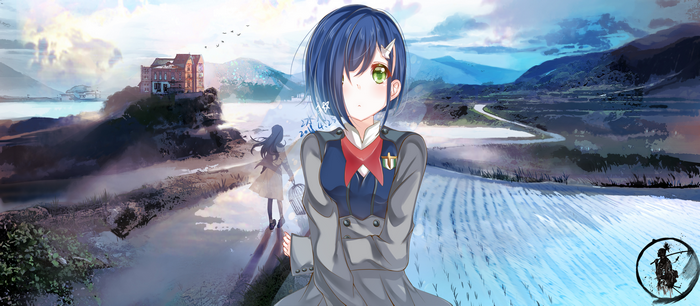 Ichigo from Darling in the FranXX in a landscape