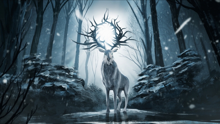 Shadow and Bone Deer in Snowy Forest