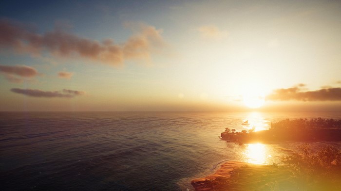 Sunset over the sea and coast