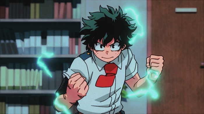 Izuku Midoriya from Boku no Hero Academia with lightning