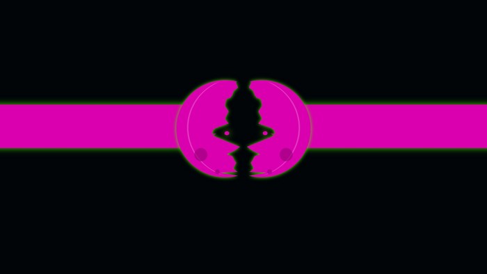 Abstract pink and green design on black background