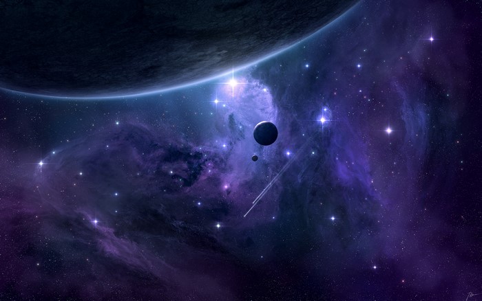4K Space Art Nebula with Planets