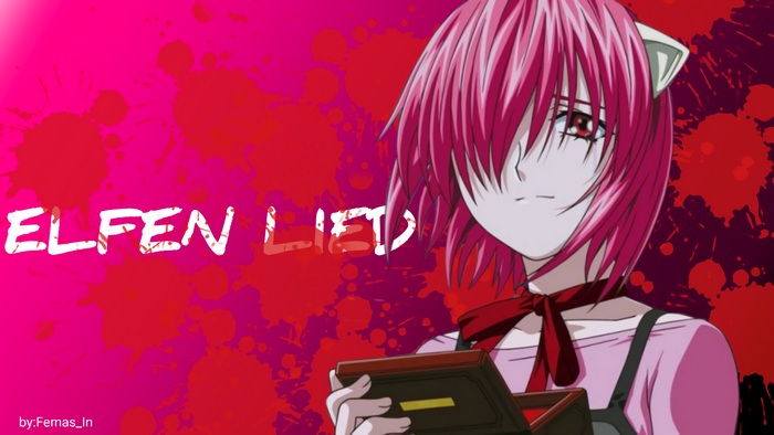 4K Elfen Lied Anime Girl with Pink Hair and Red Eyes