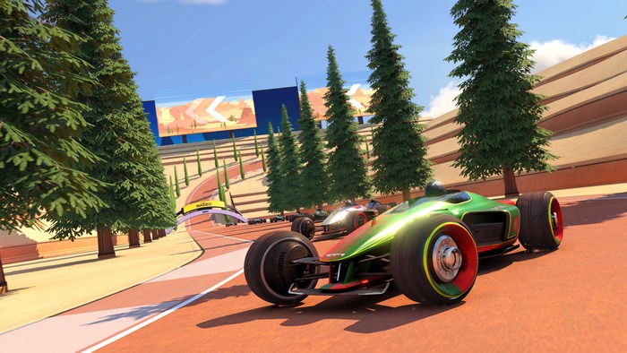 Trackmania 4K racing cars on a sunny track