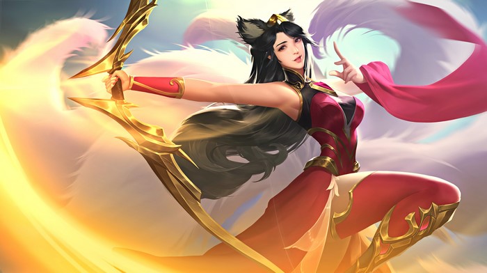 Anime girl with fox ears and bow and arrow