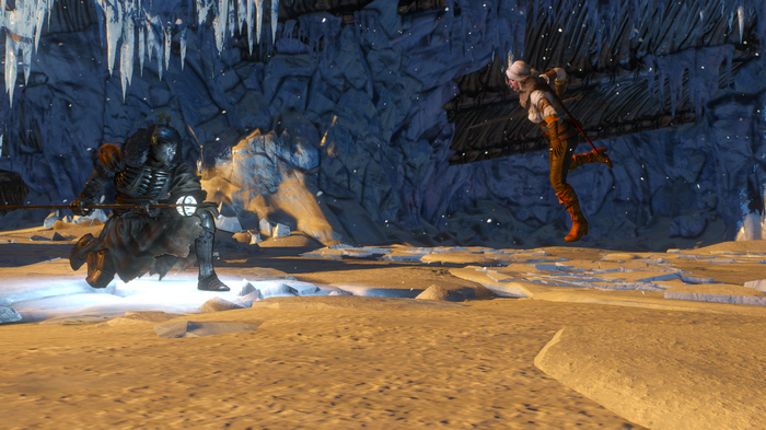 Ciri fighting a skeleton warrior in The Witcher 3: Wild Hunt