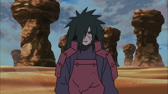Uchiha Madara from Naruto standing in a desert landscape