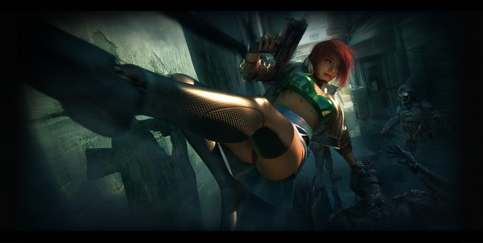 Cyberpunk fan art by Aihong Huang