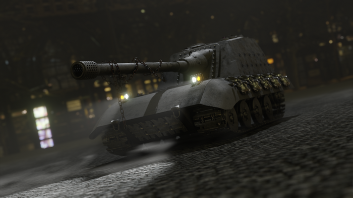Jagdpanzer E 100 tank destroyer with chains