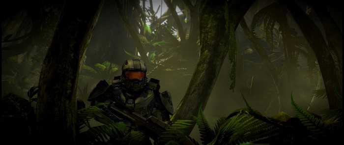 Master Chief from Halo 4 in a jungle