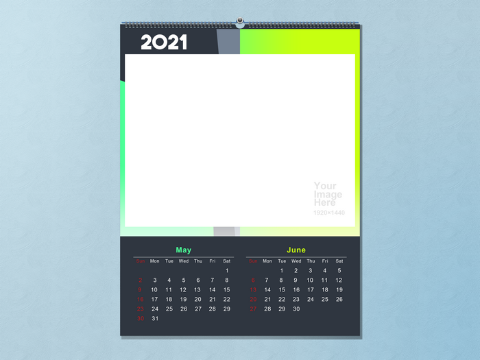 2021 Calendar with May and June pages