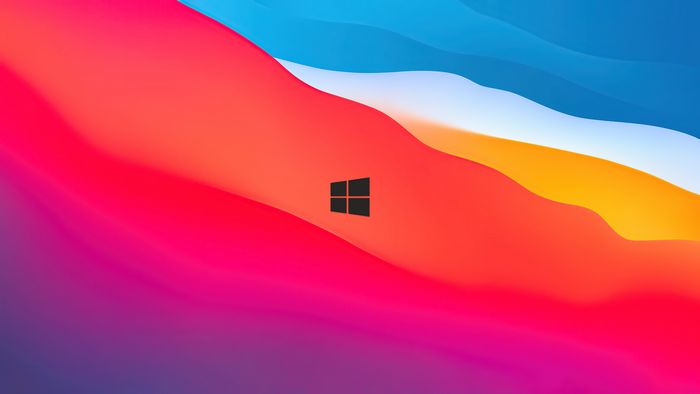 Windows logo on colorful macOS Big Sur wallpaper