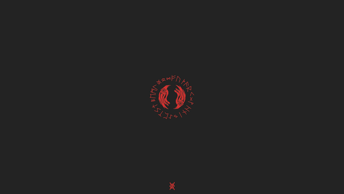 Minimalist Viking raven symbol with runes
