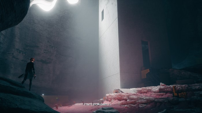 Jesse Faden from Control in a cave