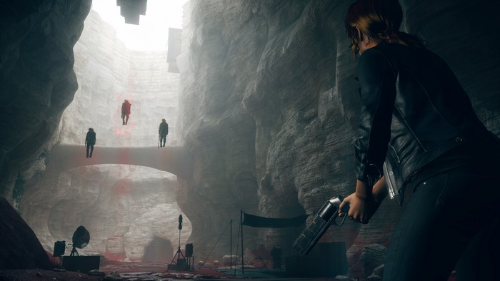 Jesse Faden from Control in a cave with enemies