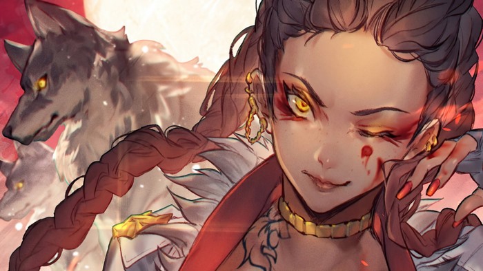 Loba from Apex Legends with Wolfe Companion