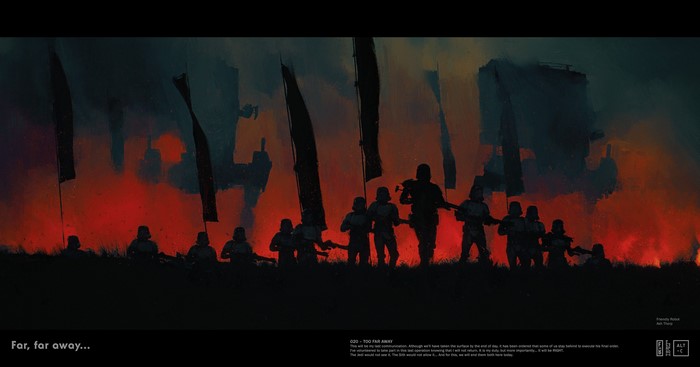 Star Wars Stormtroopers with Flags and Burning City