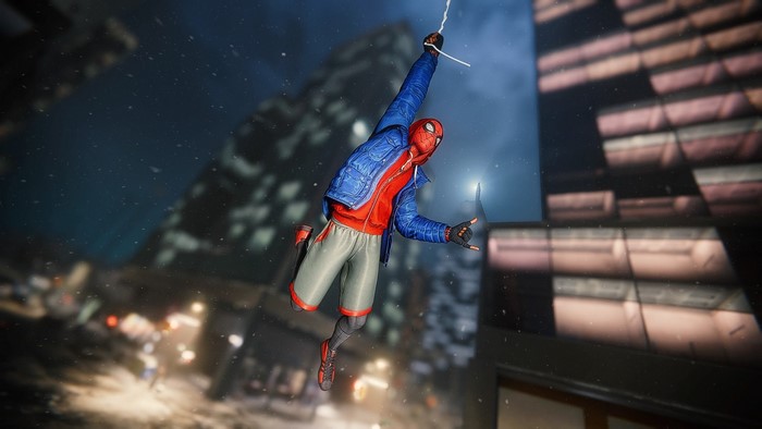 Miles Morales swinging through New York City
