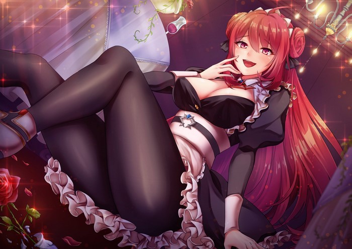 4K Anime Maid Outfit Redhead with Red Eyes