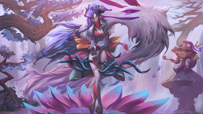 Kindred from League of Legends and Teemo in Spirit Blossom