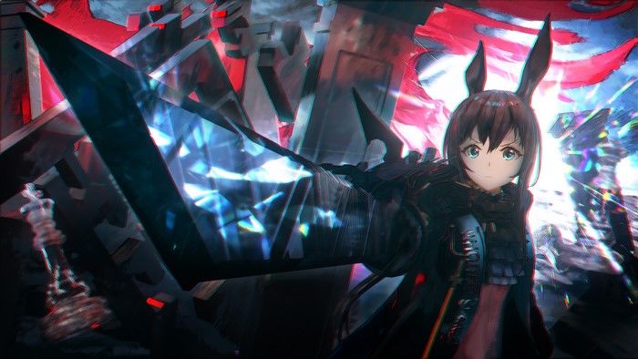 Amiya from Arknights with a sword