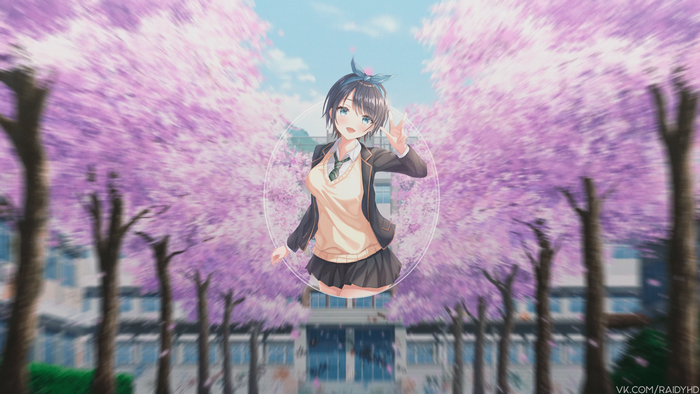 Kanojo, Okarishimasu anime girl with cherry blossoms