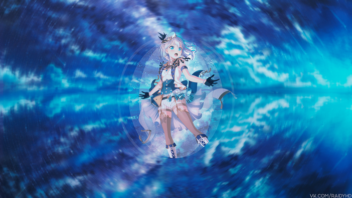 4K Anime Girl in Blue Swirls