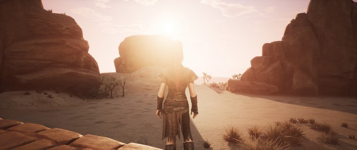 Woman in desert landscape in Conan Exiles