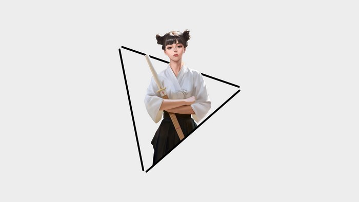Girl in traditional Japanese attire holding a sword