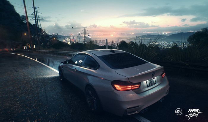 BMW Need for Speed: Heat car on a wet road