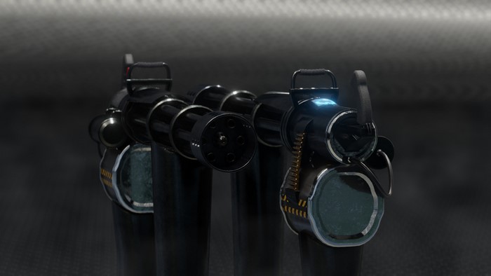 Prototype minigun weapon CGI 4K