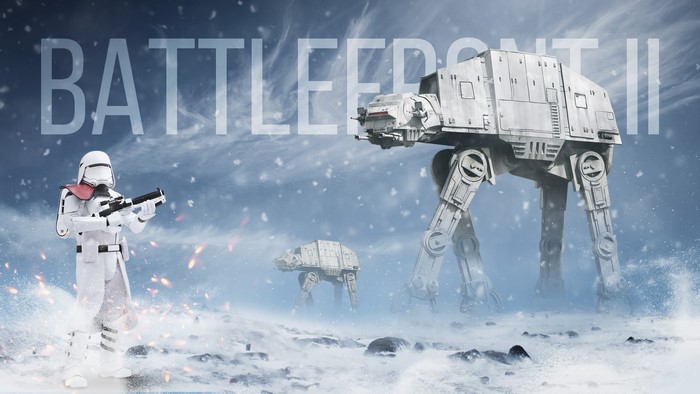 Stormtrooper and AT-AT walkers in Star Wars Battlefront II