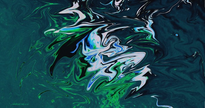 Abstract fluid art with green and blue colors