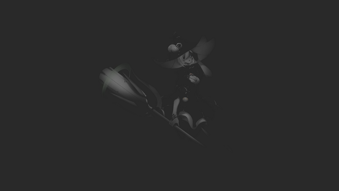 Anime witch with a broomstick on a dark background