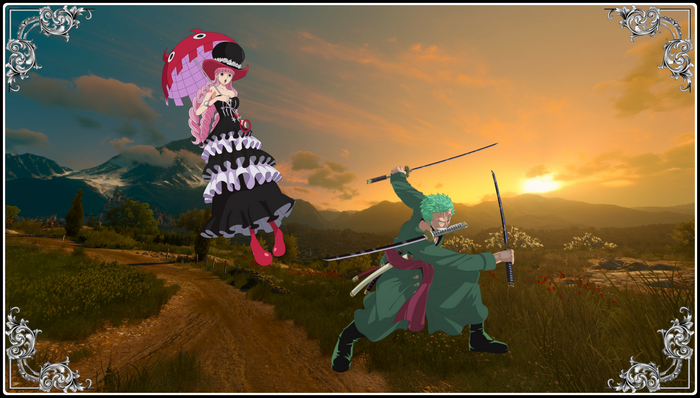 Perona and Roronoa Zoro from One Piece