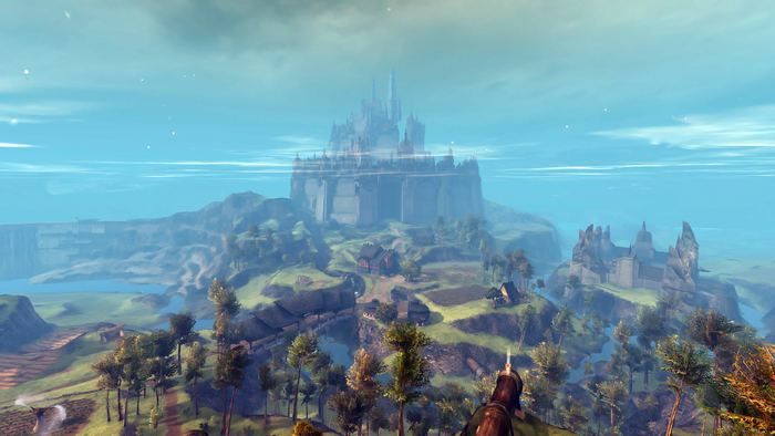 Guild Wars 2 castle and village landscape