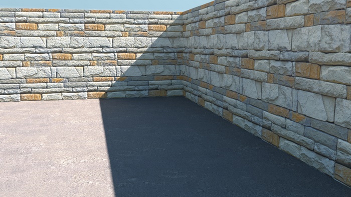 Stone wall and pavement 3D render