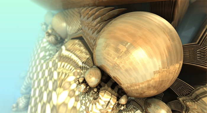 Golden fractal spheres and intricate patterns
